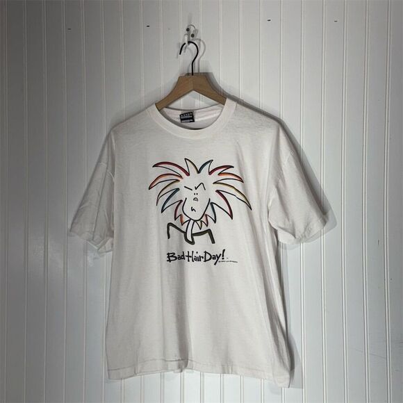 VTG 1994 LA Sweats Bad Hair Day Tee XL USA Made Fruit of the Loom Shirt Retro - Picture 1 of 9